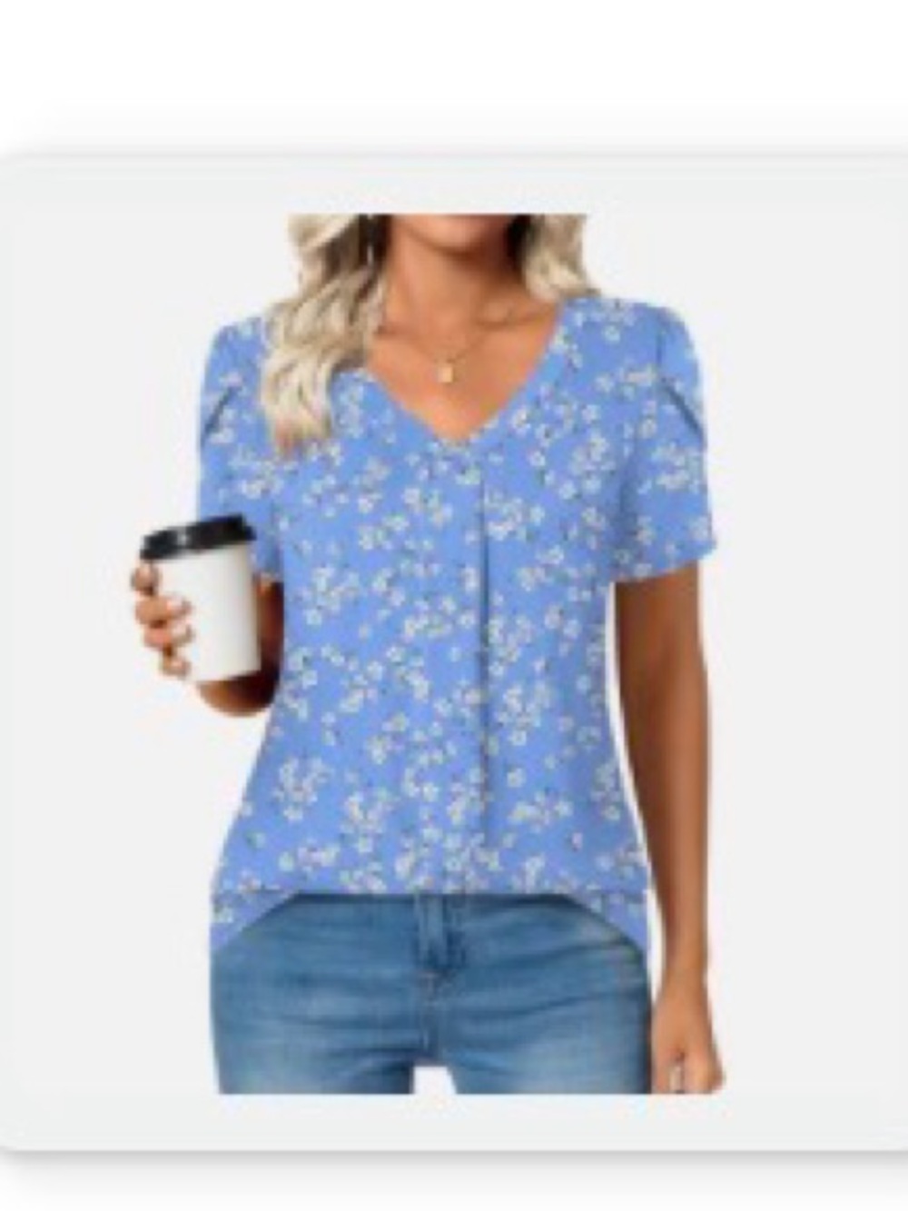 Blue Floral Tulip Sleeve V-Neck Top | XL |
Worn Once